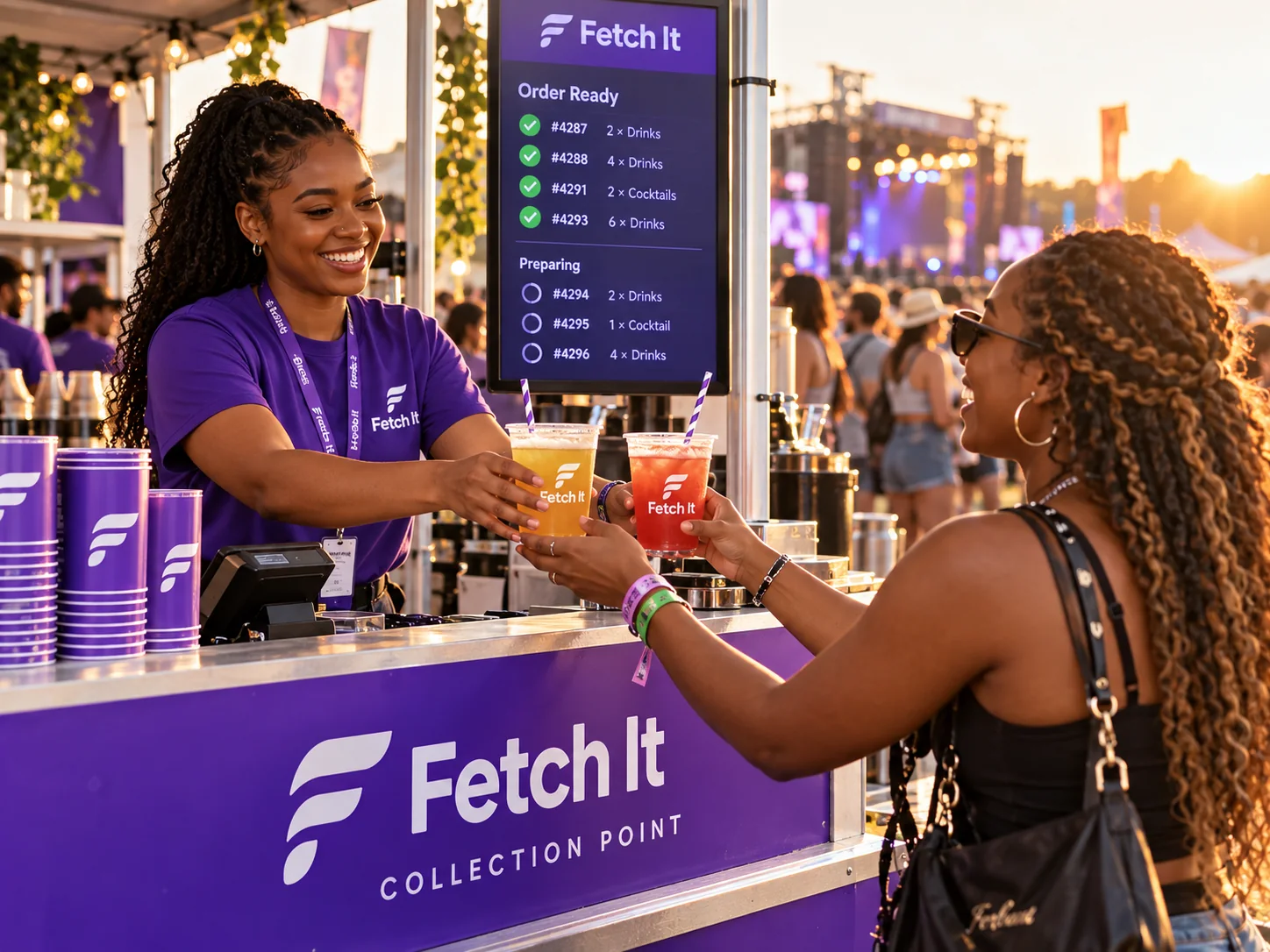 Guest collecting a drink